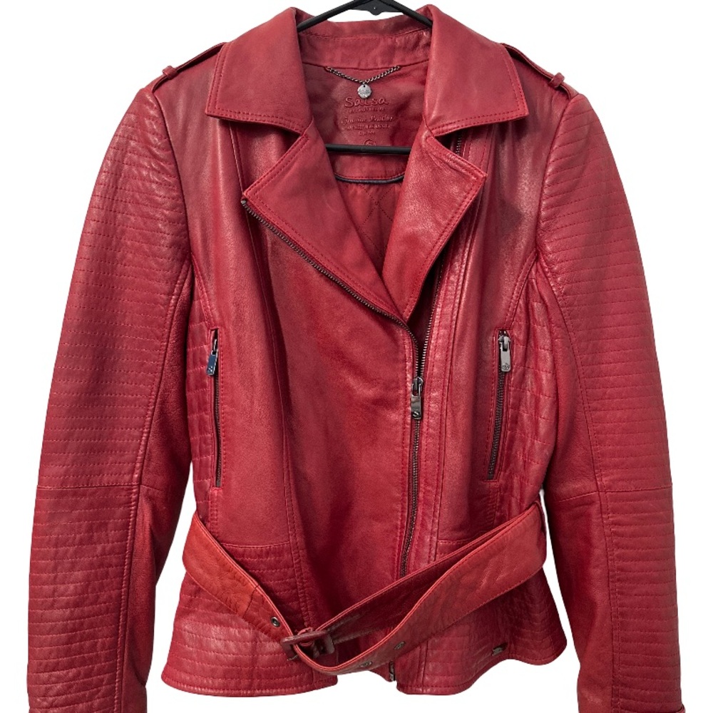 Chic Red Leather Jacket for Women